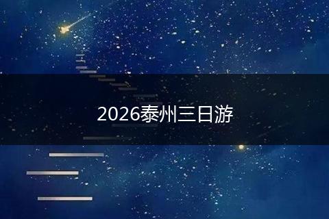 2026泰州三日游