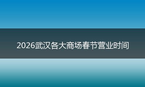 2026武汉各大商场春节营业时间
