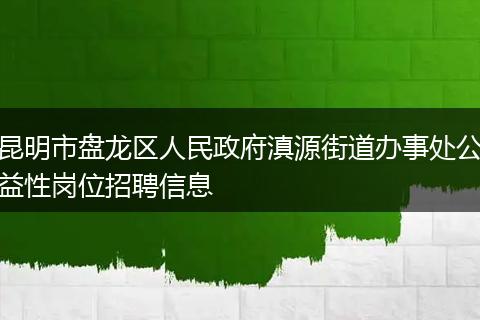 昆明市盘龙区人民政府滇源街道办事处公益性岗位招聘信息