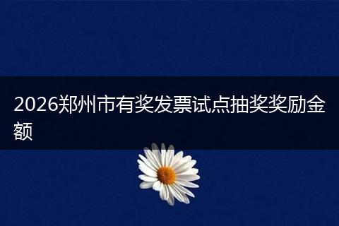 2026郑州市有奖发票试点抽奖奖励金额
