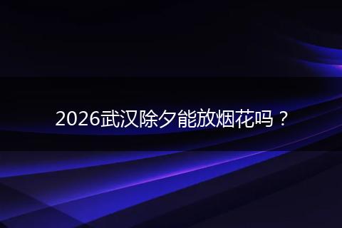 2026武汉除夕能放烟花吗？