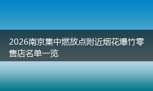 2026南京集中燃放点附近烟花爆竹零售店名单一览