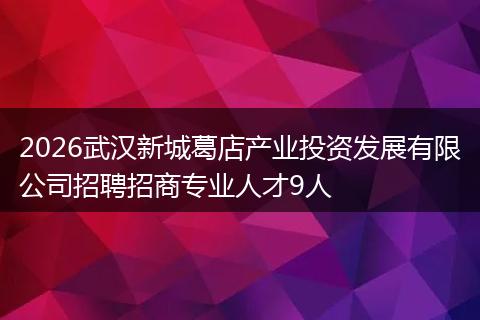 2026武汉新城葛店产业投资发展有限公司招聘招商专业人才9人