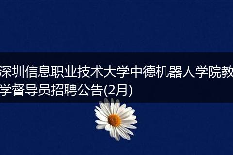 深圳信息职业技术大学中德机器人学院教学督导员招聘公告(2月)