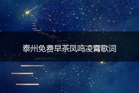 泰州免费早茶凤鸣凌霄歌词