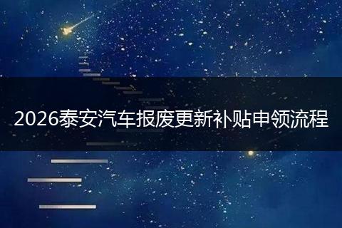 2026泰安汽车报废更新补贴申领流程