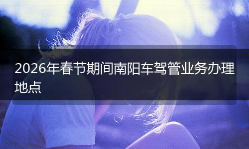 2026年春节期间南阳车驾管业务办理地点