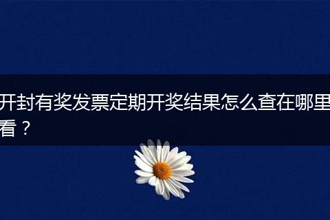 开封有奖发票定期开奖结果怎么查在哪里看？