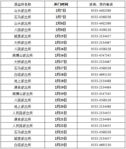 2026春节期间淄博户政窗口办公时间