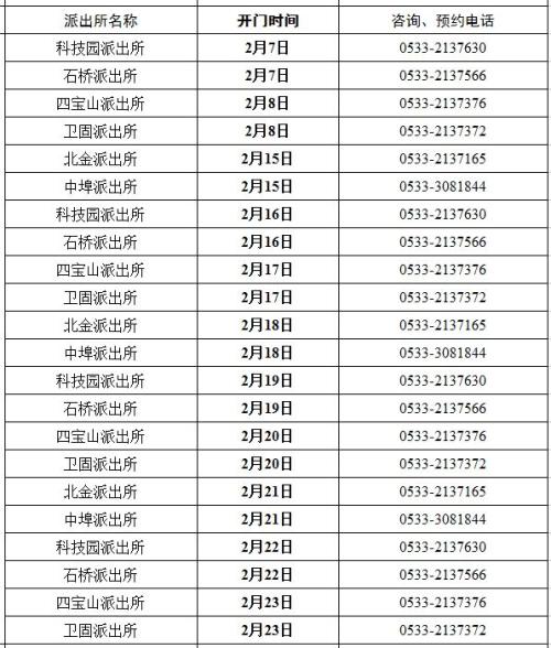 2026春节期间淄博户政窗口办公时间