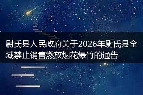 尉氏县人民政府关于2026年尉氏县全域禁止销售燃放烟花爆竹的通告