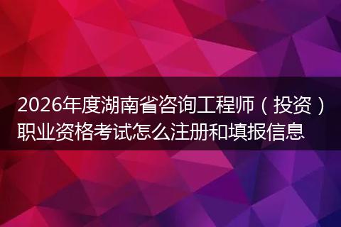 2026年度湖南省咨询工程师（投资）职业资格考试怎么注册和填报信息