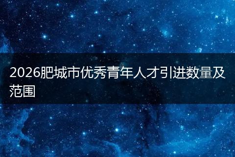 2026肥城市优秀青年人才引进数量及范围