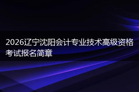 2026辽宁沈阳会计专业技术高级资格考试报名简章