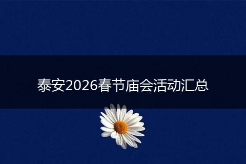 泰安2026春节庙会活动汇总