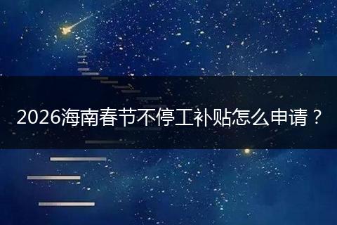 2026海南春节不停工补贴怎么申请？