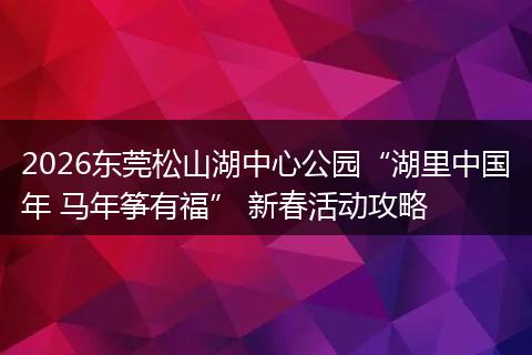 2026东莞松山湖中心公园“湖里中国年 马年筝有福” 新春活动攻略