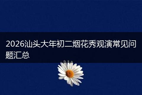 2026汕头大年初二烟花秀观演常见问题汇总