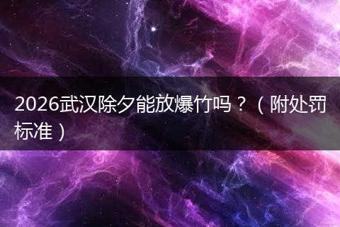 2026武汉除夕能放爆竹吗？（附处罚标准）