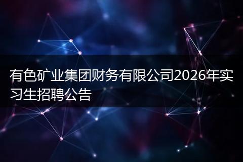 有色矿业集团财务有限公司2026年实习生招聘公告
