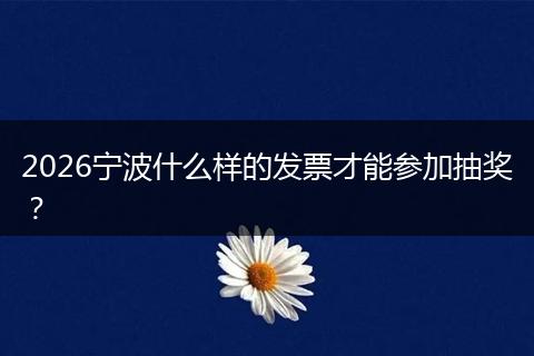 2026宁波什么样的发票才能参加抽奖？