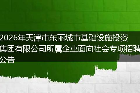 2026年天津市东丽城市基础设施投资集团有限公司所属企业面向社会专项招聘公告