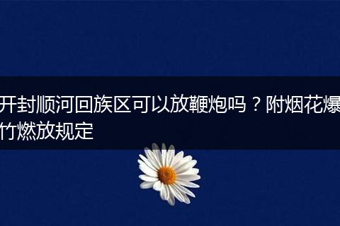 开封顺河回族区可以放鞭炮吗？附烟花爆竹燃放规定