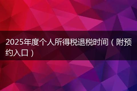 2025年度个人所得税退税时间（附预约入口）