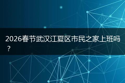 2026春节武汉江夏区市民之家上班吗？