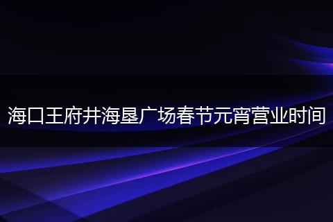 海口王府井海垦广场春节元宵营业时间
