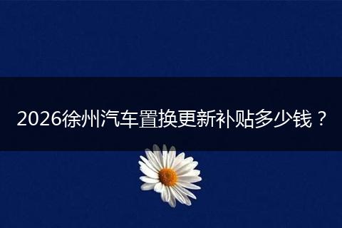 2026徐州汽车置换更新补贴多少钱？