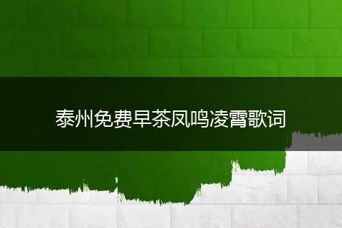 泰州免费早茶凤鸣凌霄歌词