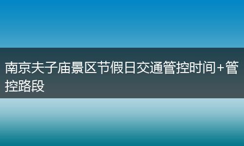 南京夫子庙景区节假日交通管控时间+管控路段