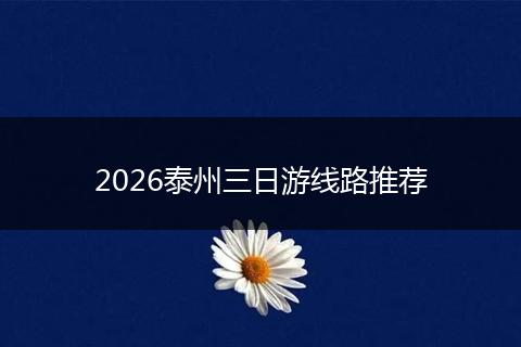 2026泰州三日游线路推荐