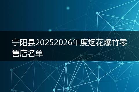 宁阳县20252026年度烟花爆竹零售店名单