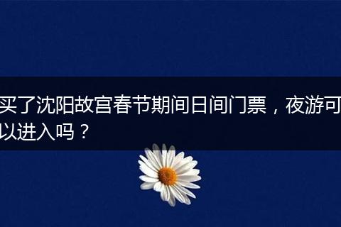 买了沈阳故宫春节期间日间门票，夜游可以进入吗？