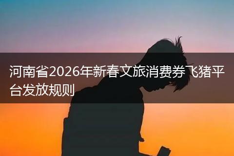 河南省2026年新春文旅消费券飞猪平台发放规则