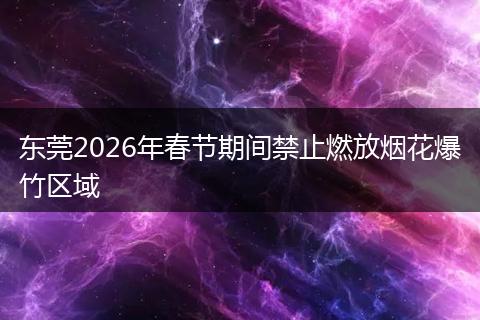 东莞2026年春节期间禁止燃放烟花爆竹区域