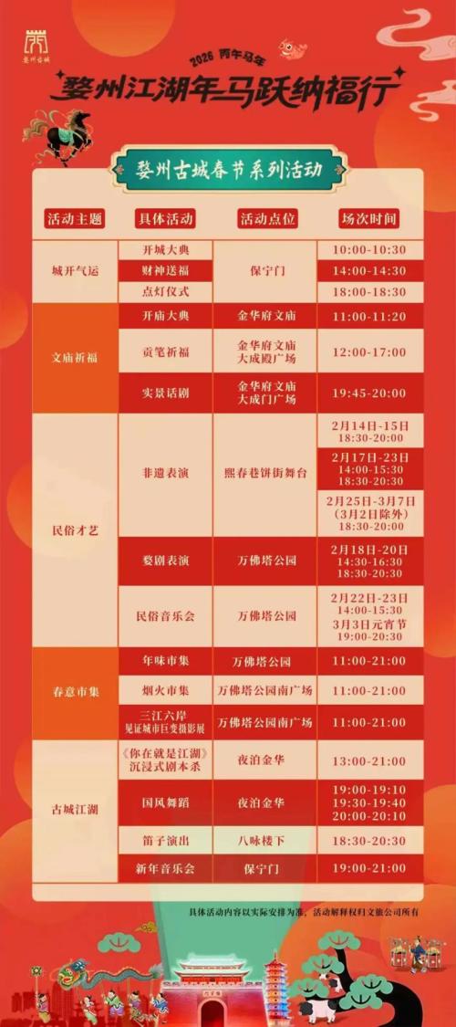 2026金华婺州古城春节活动时间地点