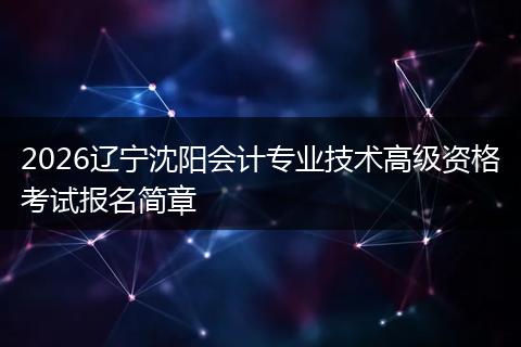 2026辽宁沈阳会计专业技术高级资格考试报名简章