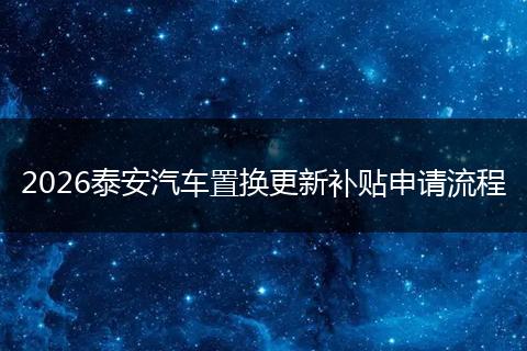 2026泰安汽车置换更新补贴申请流程