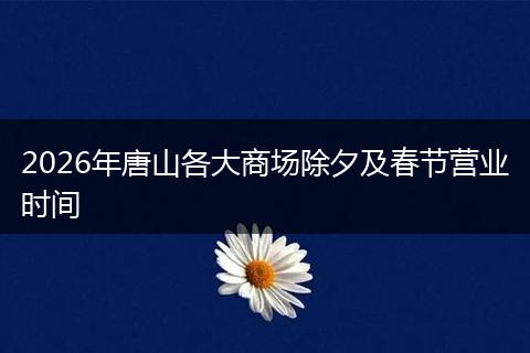 2026年唐山各大商场除夕及春节营业时间
