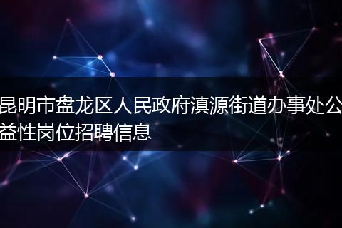 昆明市盘龙区人民政府滇源街道办事处公益性岗位招聘信息