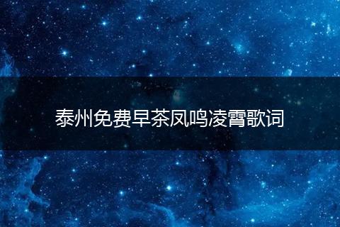 泰州免费早茶凤鸣凌霄歌词