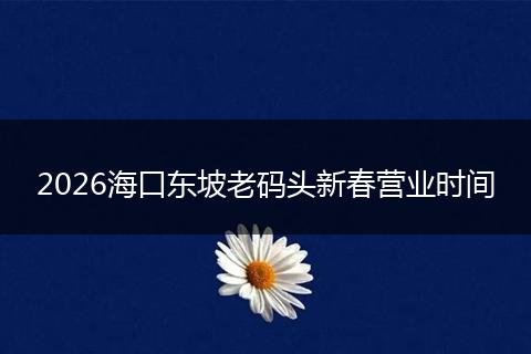 2026海口东坡老码头新春营业时间