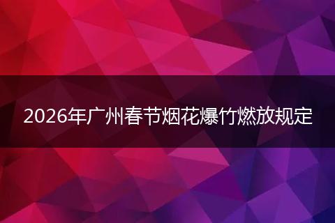 2026年广州春节烟花爆竹燃放规定