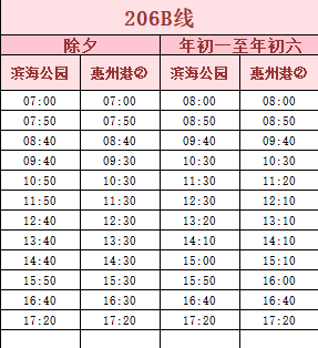 2026年春节期间大亚湾公交线路运营时间表
