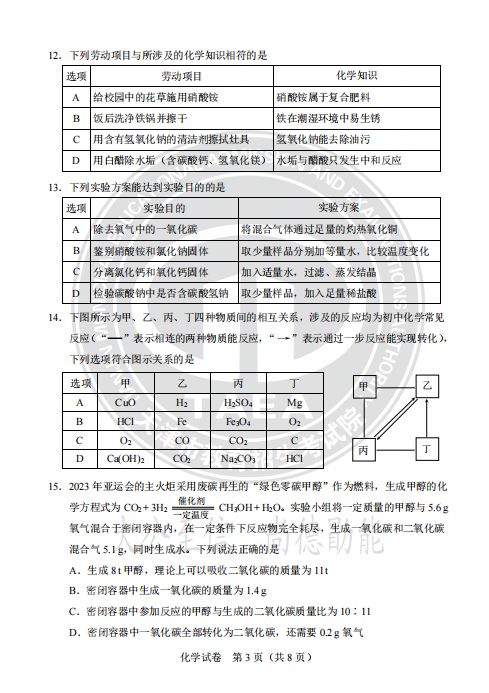 天津2024中考真题试卷及答案