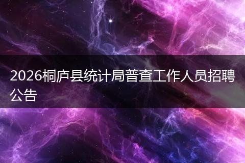 2026桐庐县统计局普查工作人员招聘公告