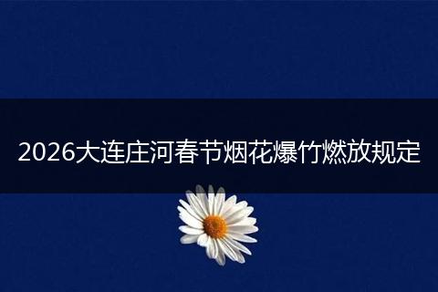 2026大连庄河春节烟花爆竹燃放规定
